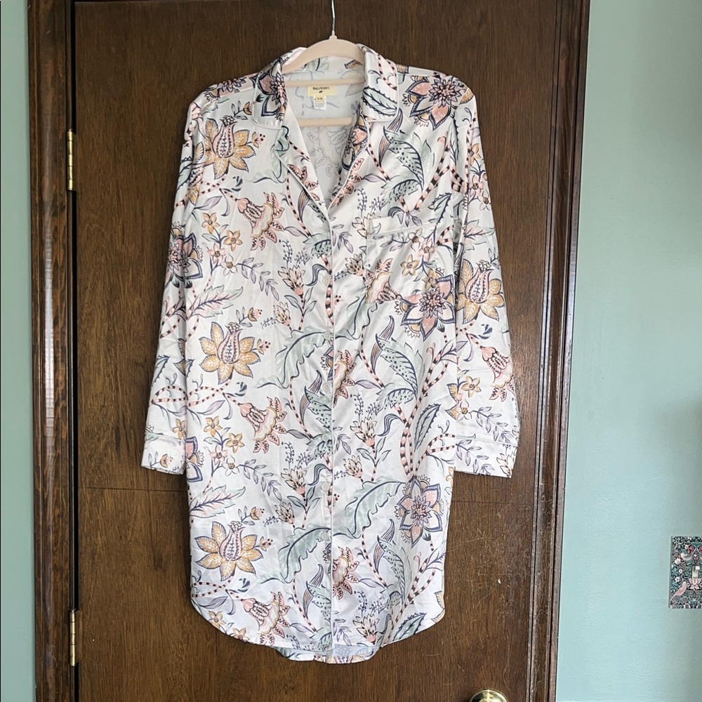 Cost Plus World Market Botanical Print Women's Pajama Dress/Long Shirt